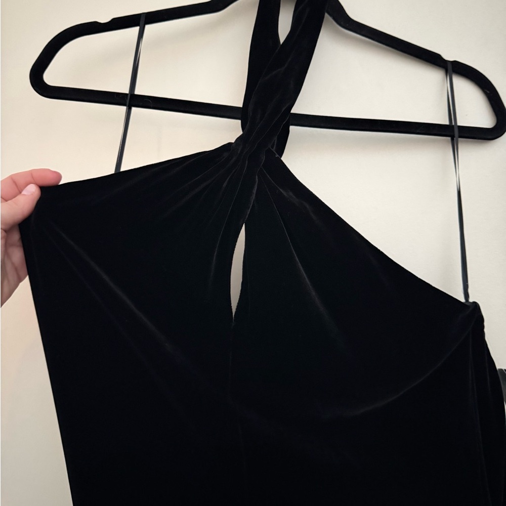 NWT Ralph Lauren Velvet Black Halther Midi Dress - Picture 7 of 9